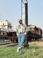 L V "Floral Monogram Patchwork Denim Jacket & Pants Set" - Image 2